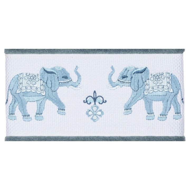 Authentic Hotel and Spa urkish Cotton Elephants Embroidered eal Blue 4-Piece - Diamond Home USA
