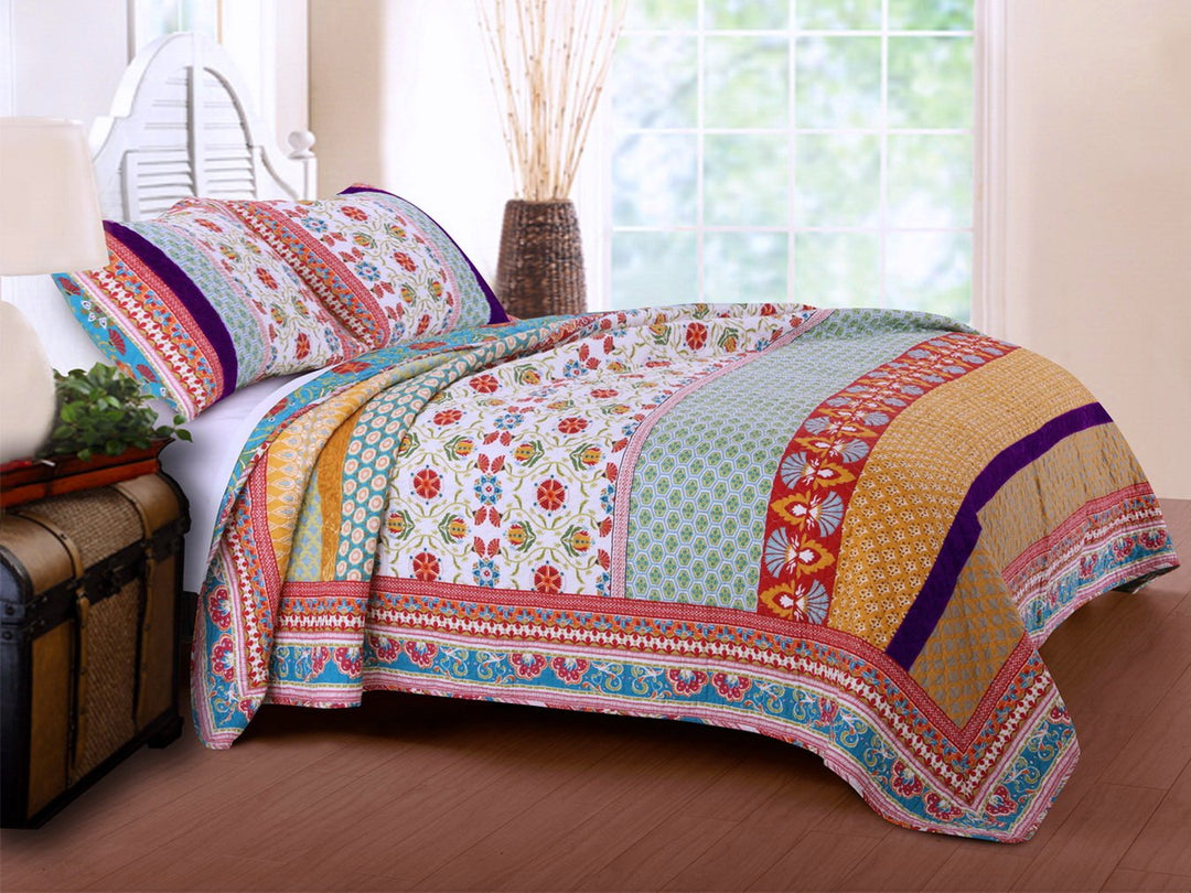 Greenland Home Thalia Quilted Bedding Set 3-Piece Tango One Set