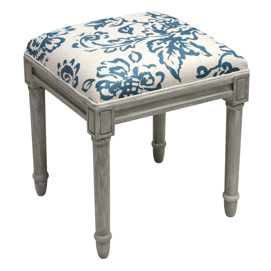 123 Creations Toile Rustic-Grey Vanity Stool Blue - Diamond Home USA