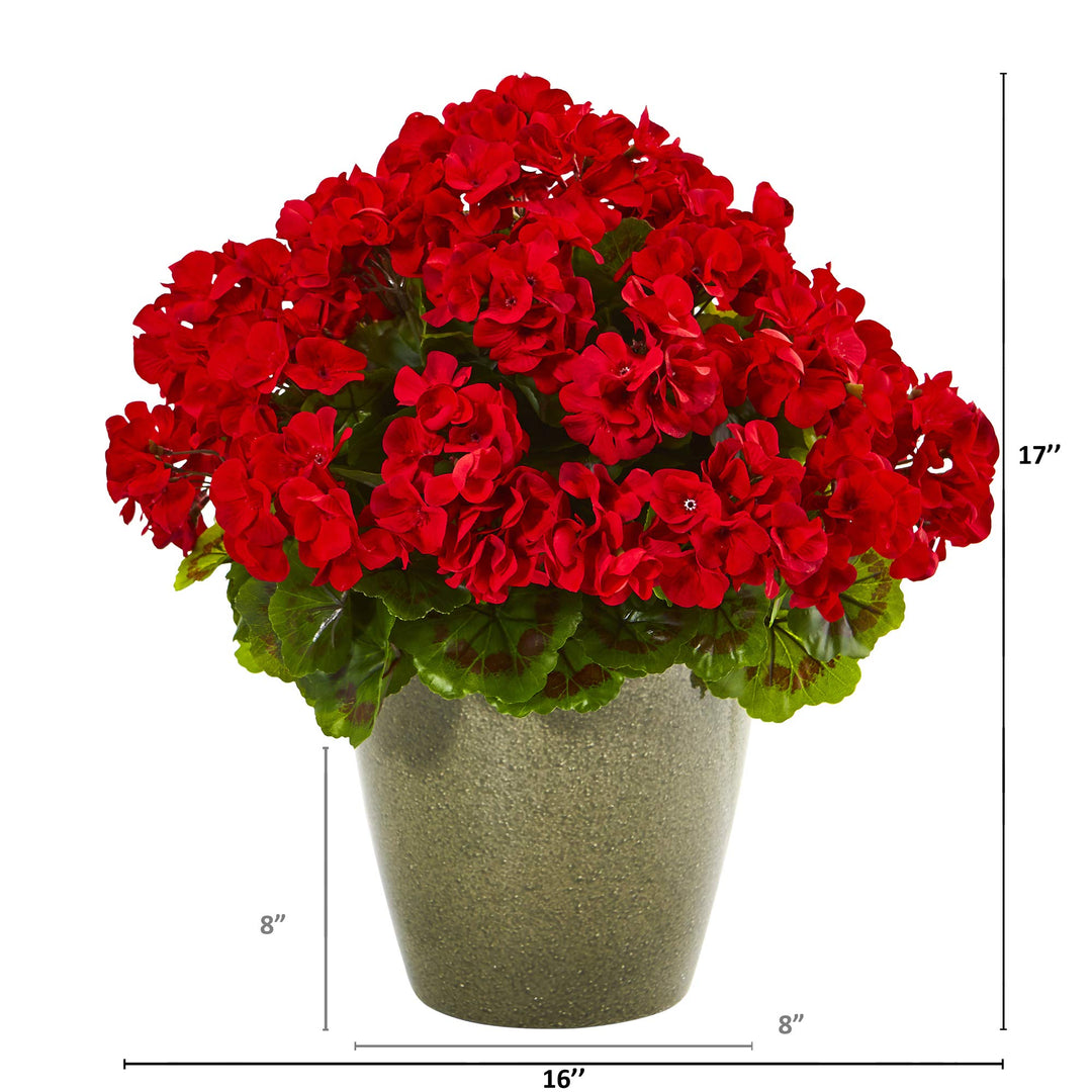Nearly Natural 17in. Geranium Artificial Plant UV Resistant (Indoor/Outdoor) - Diamond Home USA