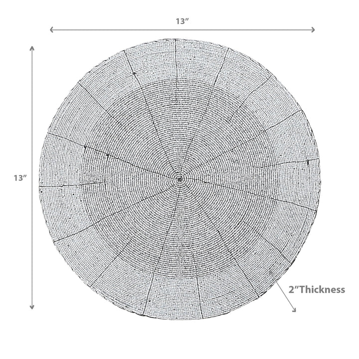 Christmas Beaded Round Placemat White Set of 4 Synthetic Fiber - Diamond Home USA