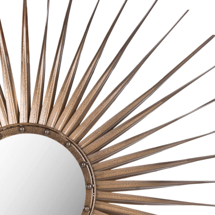 Gold Nailhead Sunburst 34-inch Decorative Mirror 33.5" X 1" Mid-Century Modern - Diamond Home USA