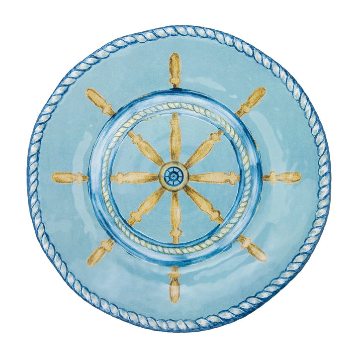 12-piece Sail Away Dinnerware Set Blue Coastal Casual Round 12 Piece - Diamond Home USA