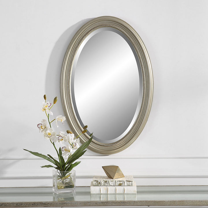 Metallic Silver Framed Bevel Wall Mirror 31 X 21 1.25 Modern Contemporary - Diamond Home USA