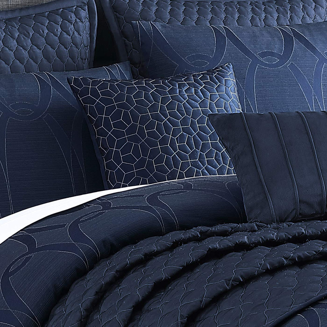 Riverbrook Home 100% Polyester Comforter Set Queen Destiny - Dark Blue 10 - Diamond Home USA