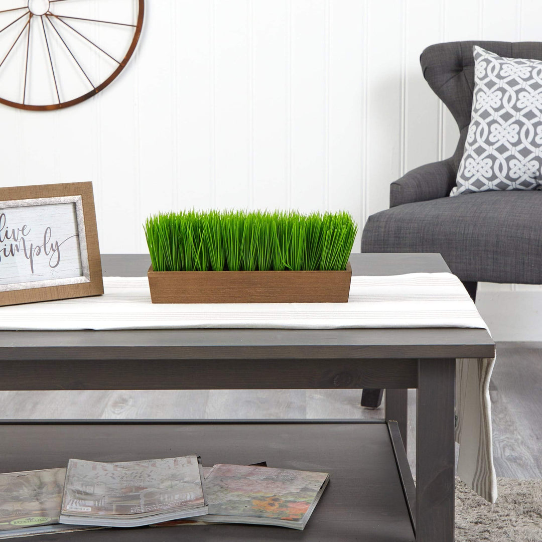 12" Grass Artificial Plant in Decorative Planter 3" Brown - Diamond Home USA