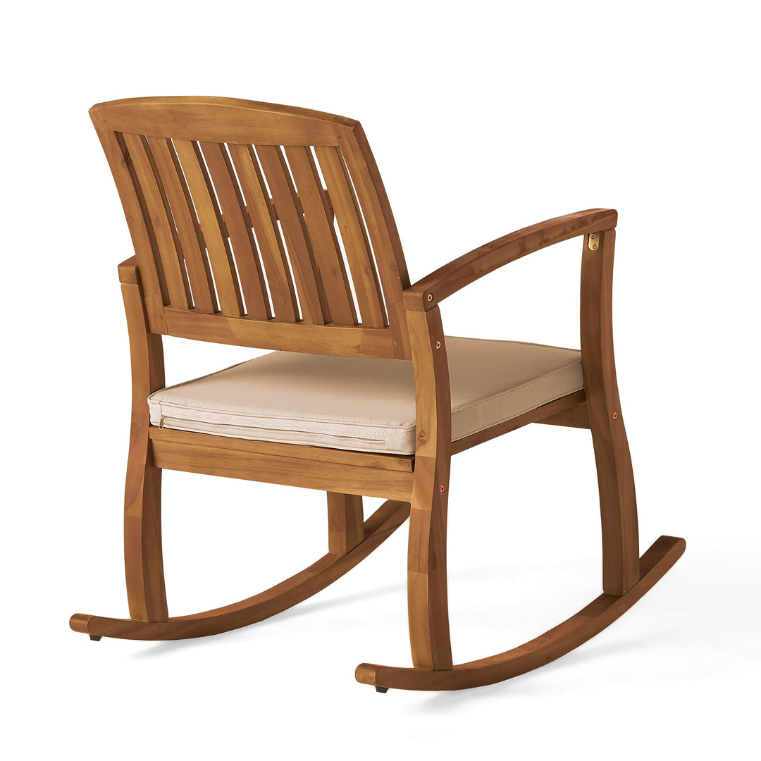Christopher Knight Home Selma Acacia Rocking Chair with Cushion Teak Finish - Diamond Home USA