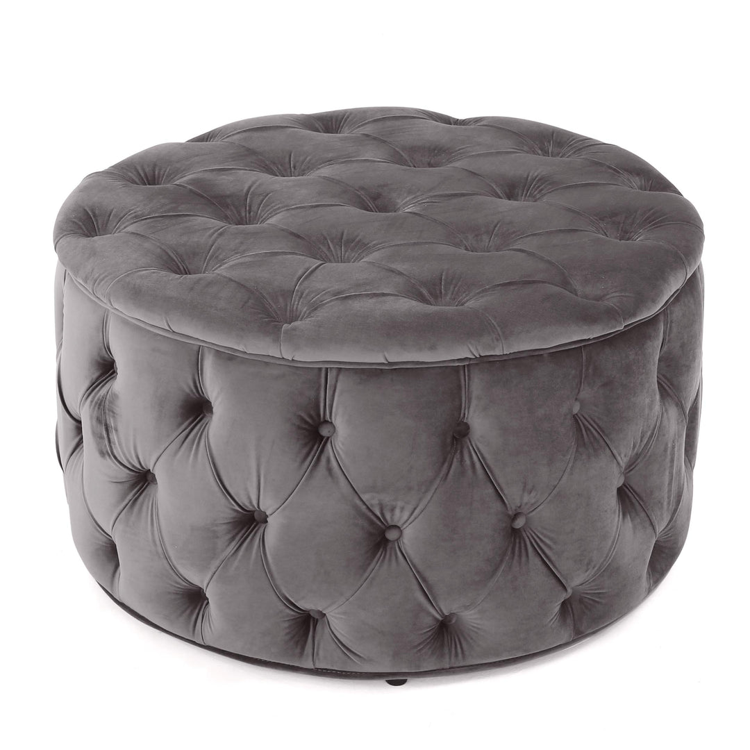 Christopher Knight Home Zelfa Velvet Ottoman Grey