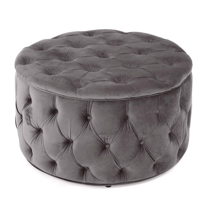 Christopher Knight Home Zelfa Velvet Ottoman Grey