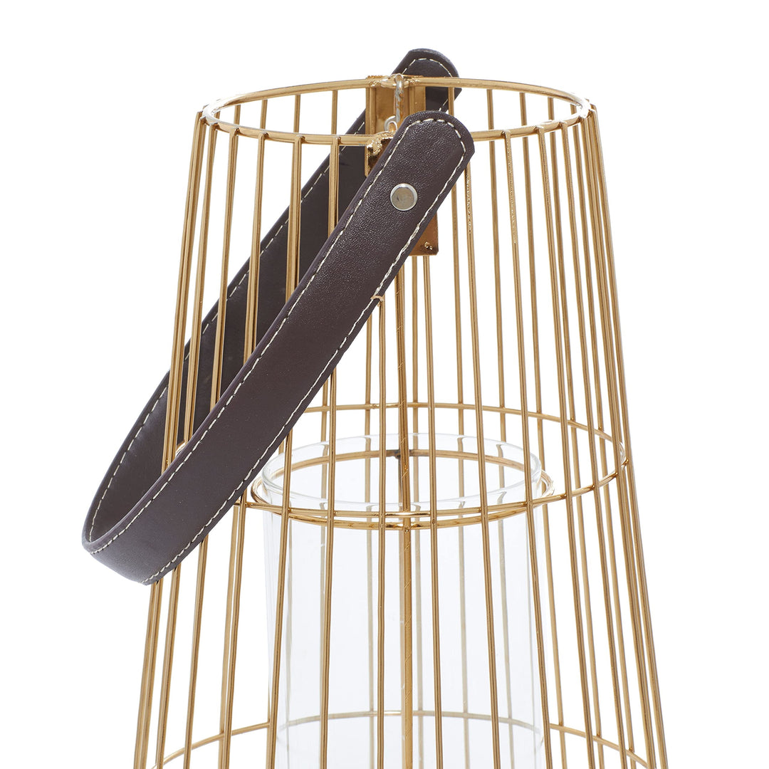 Gold Iron Contemporary Lantern (Set of 2) 8 X 16 Modern - Diamond Home USA