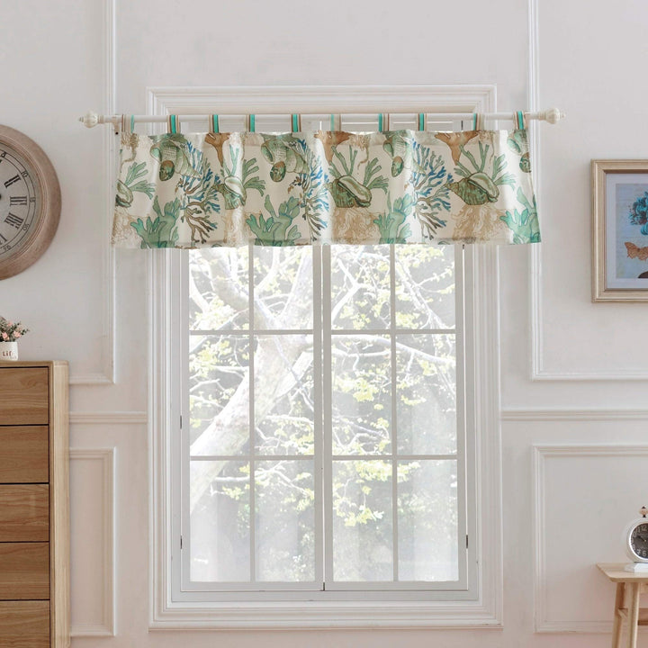Green 84-inch Window Valance Coastal Nautical 100% Polyester Lined - Diamond Home USA