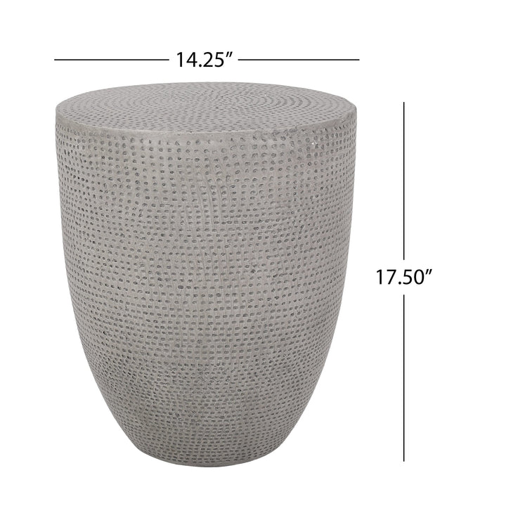 Outdoor Lightweight Concrete Side Table Grey Modern Contemporary Round Water - Diamond Home USA