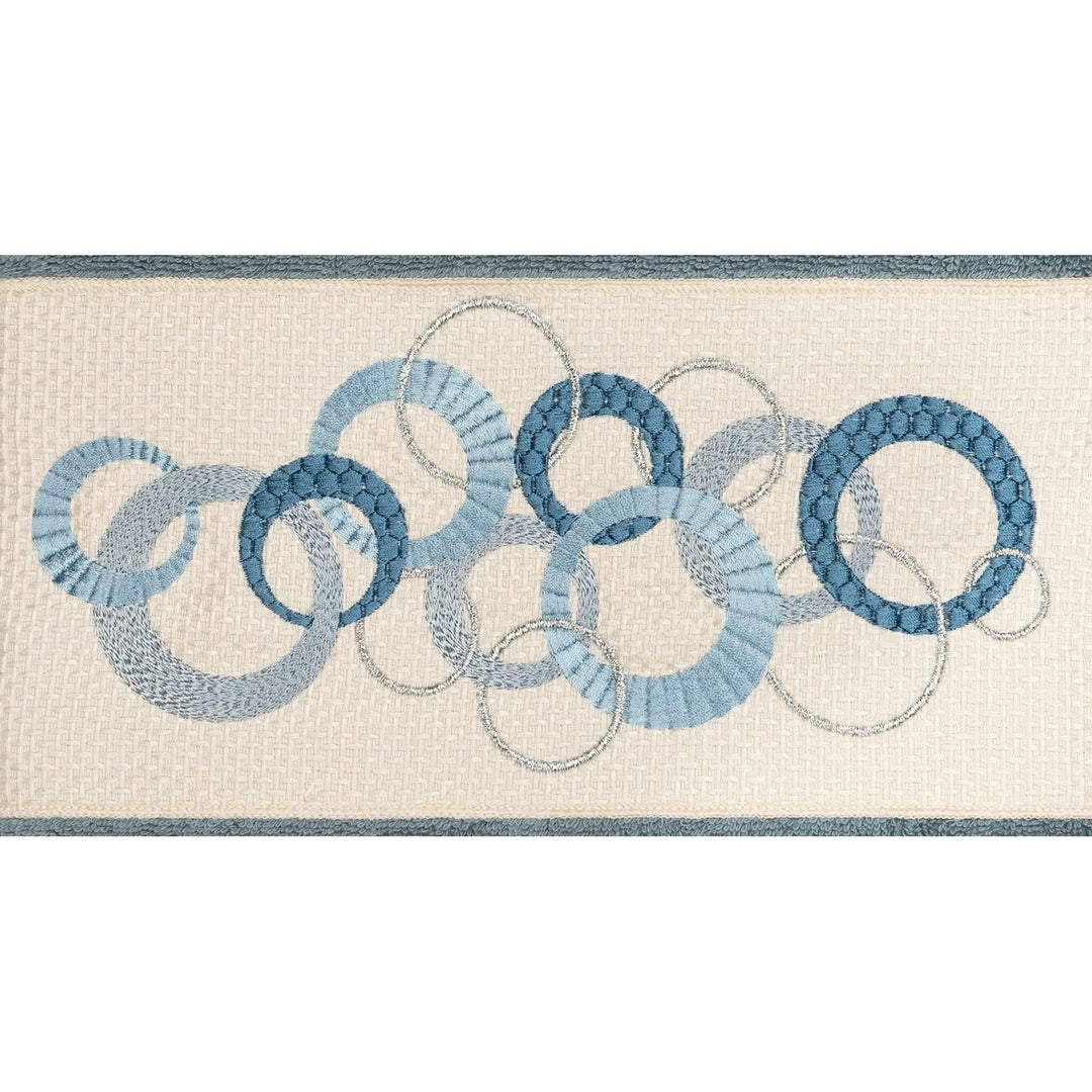 Authentic Hotel and Spa Turkish Cotton Circles Embroidered Teal Blue 2-Piece - Diamond Home USA