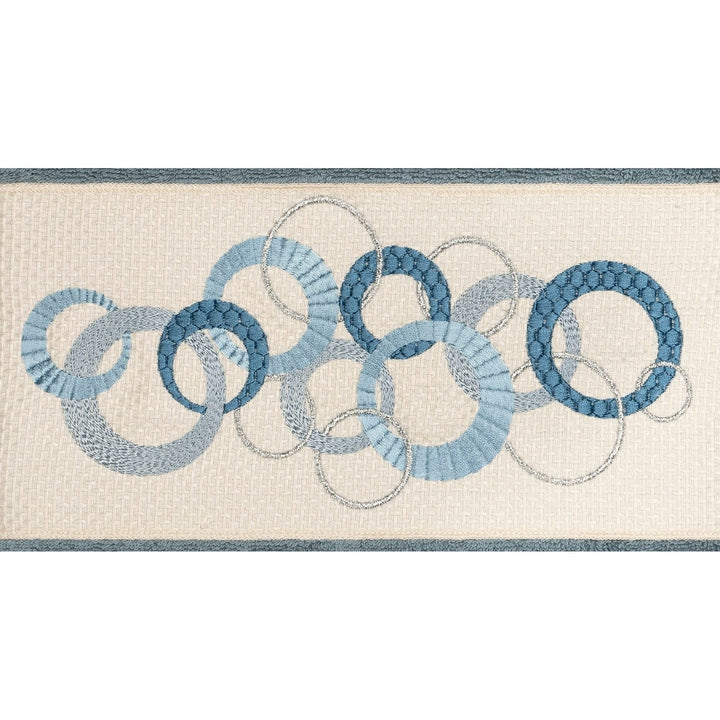 Authentic Hotel and Spa Turkish Cotton Circles Embroidered Teal Blue 2-Piece - Diamond Home USA