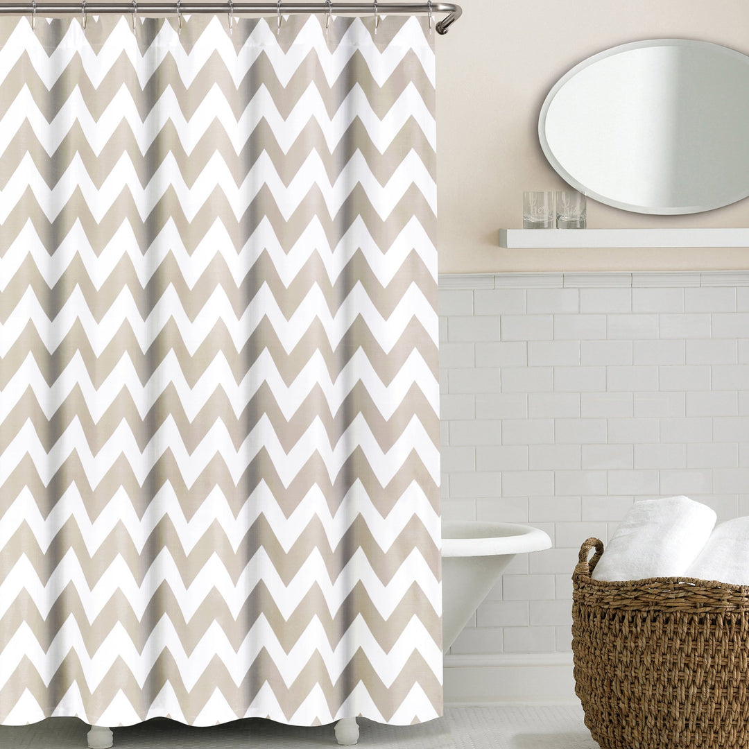 Echelon Home Chevron Shower Curtain Taupe Brown
