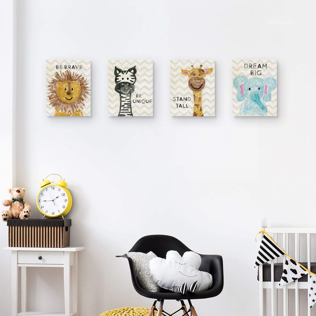 Safari Animal Prints Set of 4 Canvas Art Multi Color Modern Contemporary - Diamond Home USA