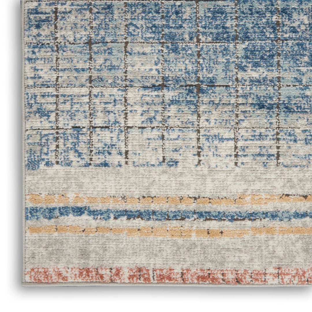 Nourison Concerto Abstract Blue 2'2" x 3'9" Area -Rug Easy -Cleaning Non - Diamond Home USA