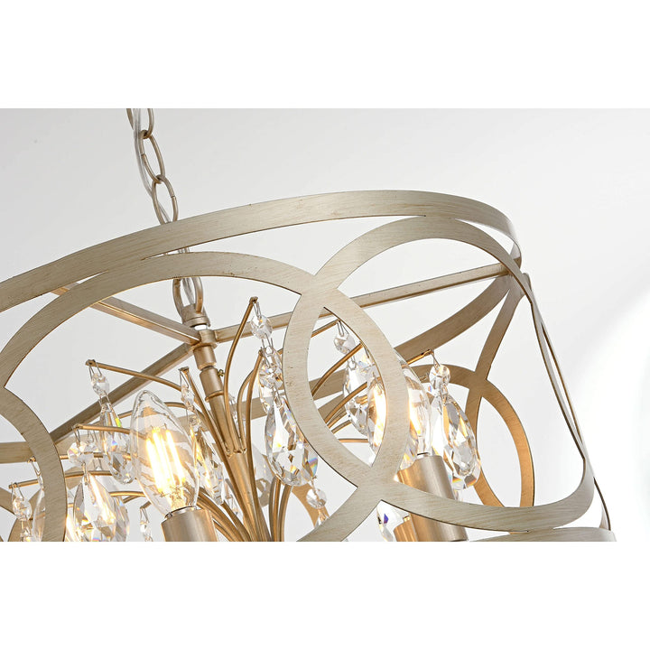 The Lighting Store Aurelia 5-Light Brushed Champagne Silver Metal Cage Drum - Diamond Home USA