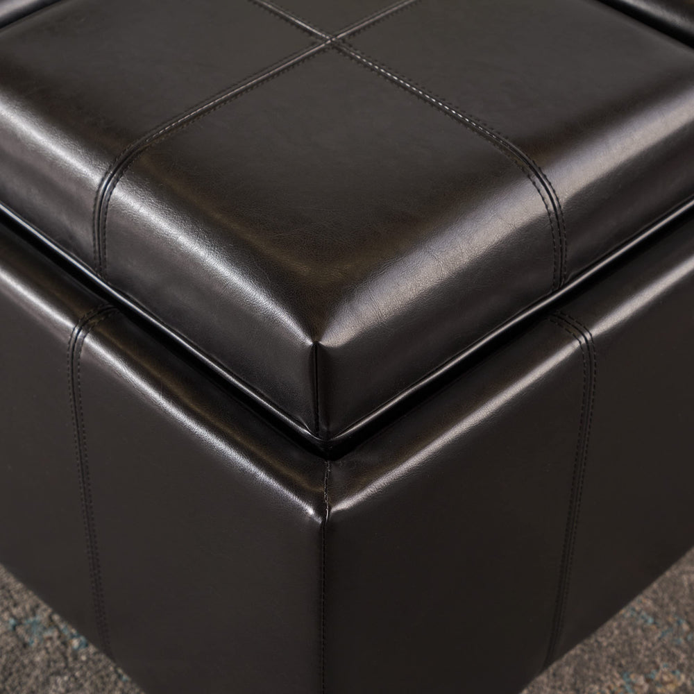 Christopher Knight Home Maxwell Bonded Leather Double Tray Ottoman Brown 38 x - Diamond Home USA