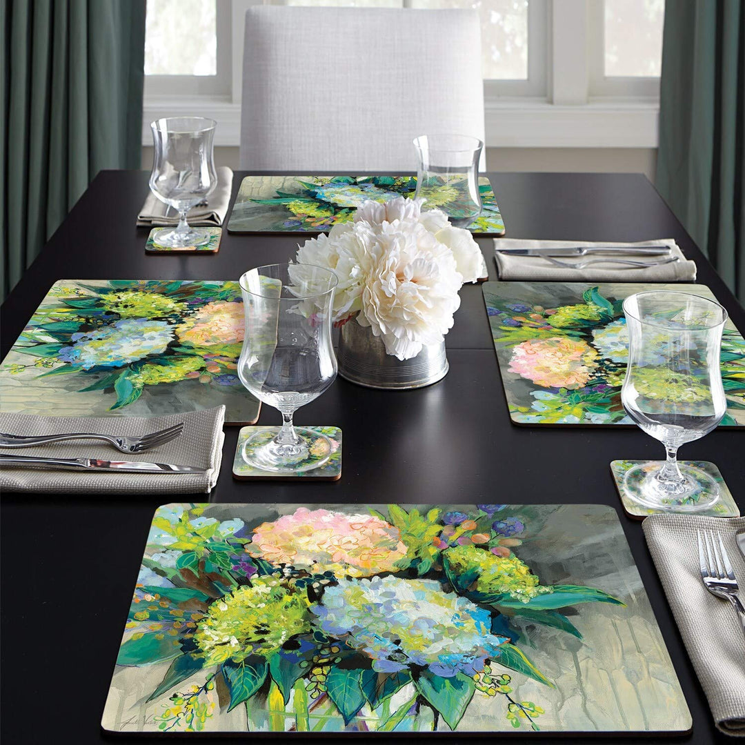 Home Hardboard Placemats Hydrangea from The Garden Set of 4 Multi Color - Diamond Home USA