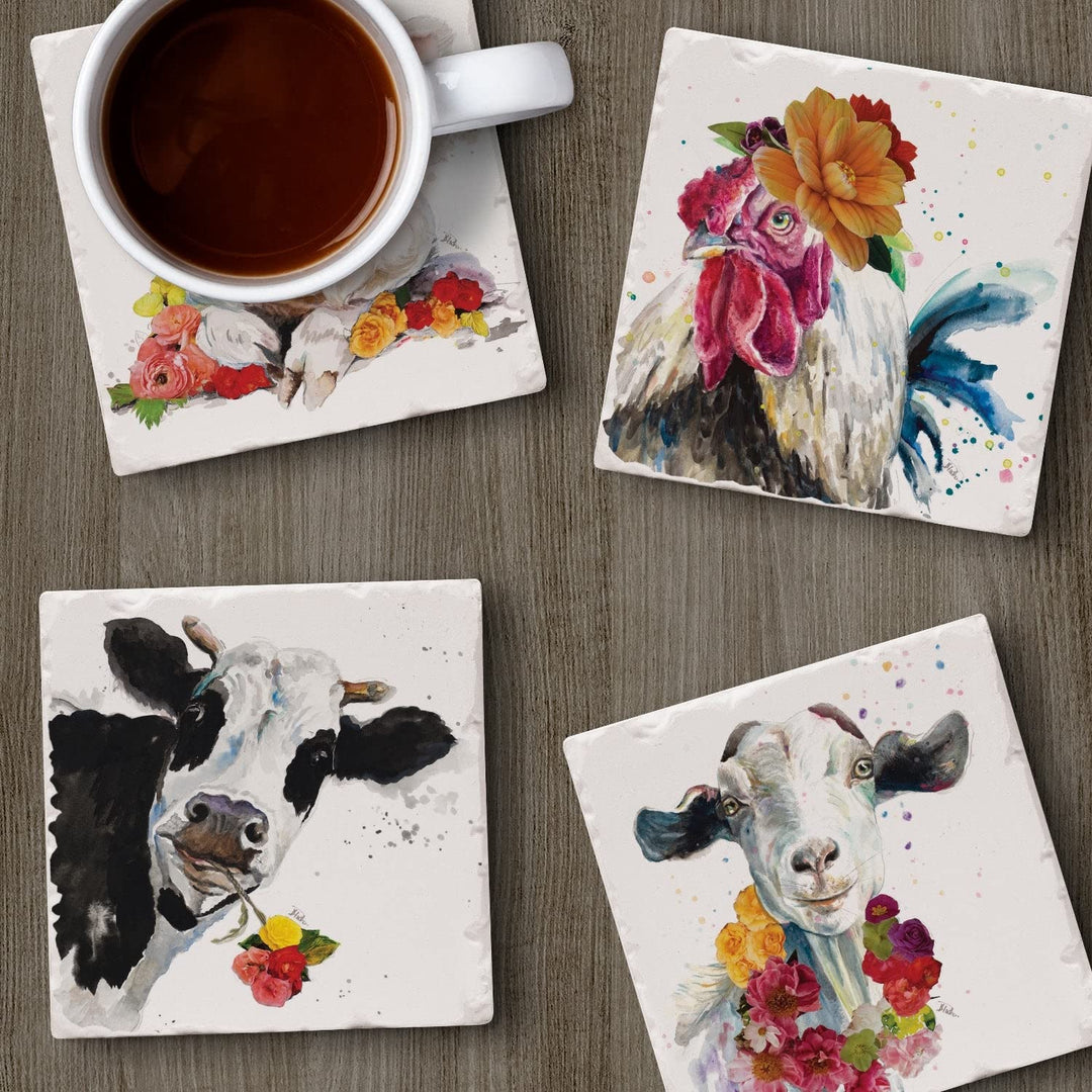 Coaster Fancy Farm Set of 4 4.01x4.22 Stoneware - Diamond Home USA