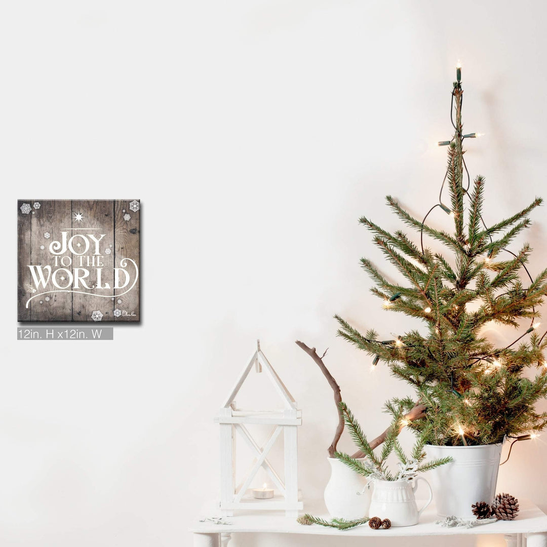 20 X 20 Inch Joy to The World Wall Art Christmas Themed Inspiration Quote Canvas - Diamond Home USA
