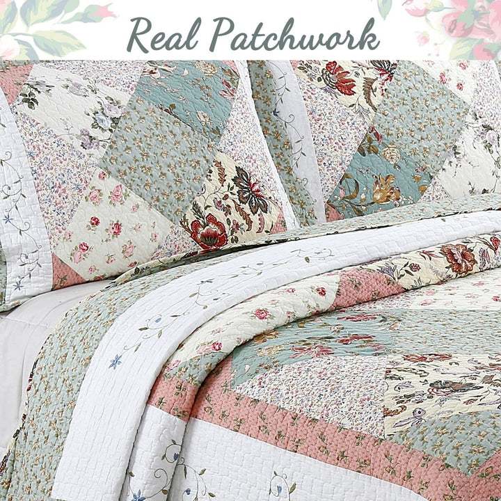 BEST BEDDING INC Celia Patchwork 3-Piece Cotton Quilt Set Twin - Diamond Home USA