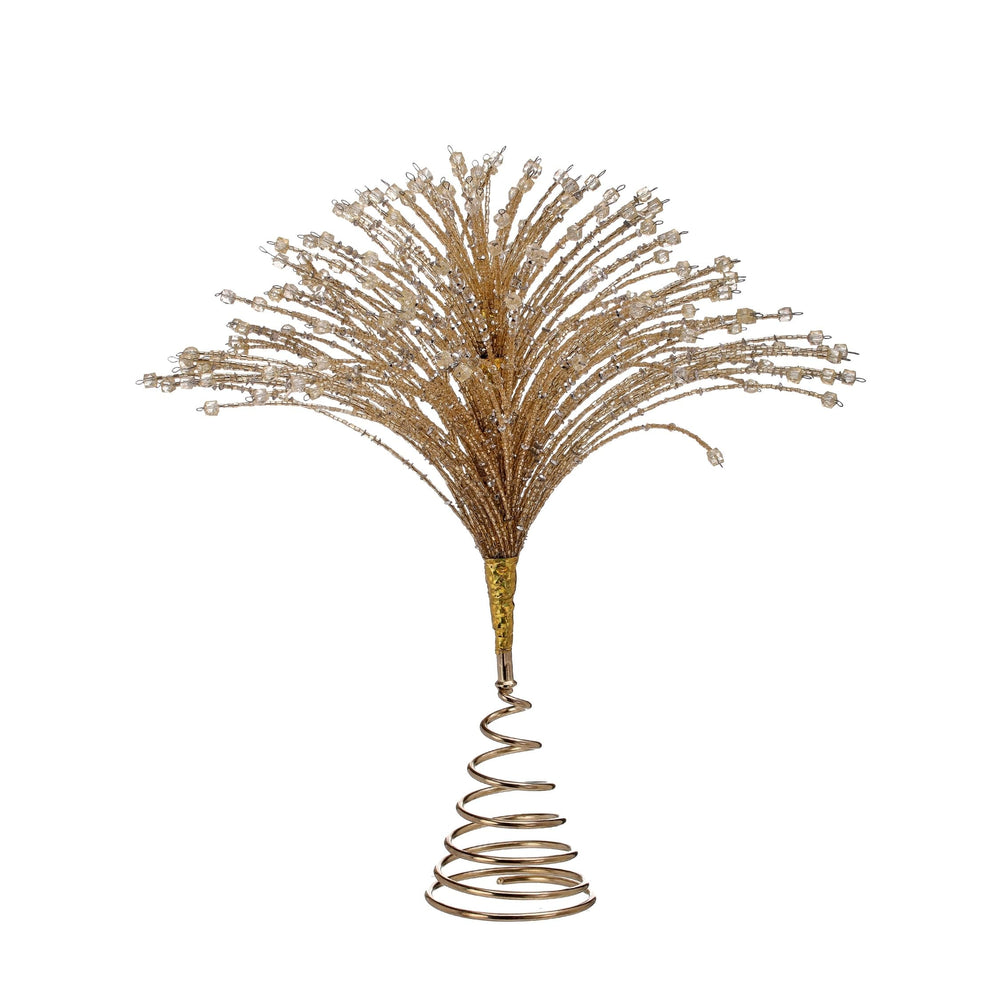 13" Glass Beads Tree Topper Gold Polyester - Diamond Home USA