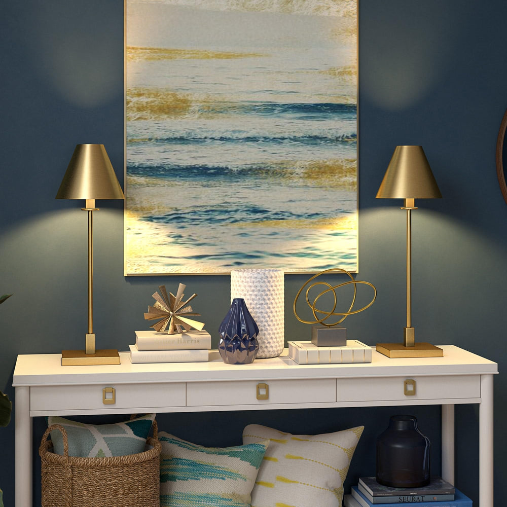 28" Tall Table Lamp with Metal Shade 9" Wide Gold Modern Contemporary Brass - Diamond Home USA