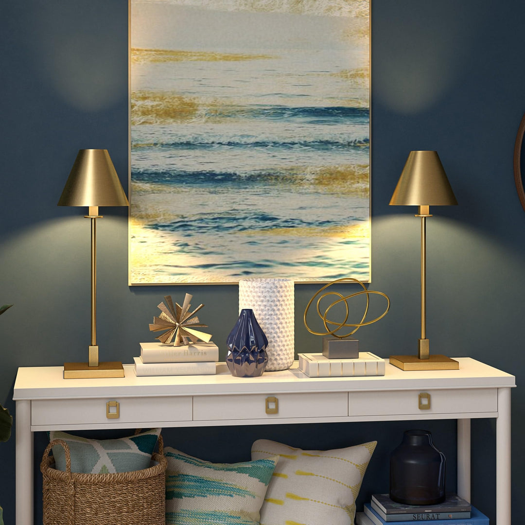 28" Tall Table Lamp with Metal Shade 9" Wide Gold Modern Contemporary Brass - Diamond Home USA