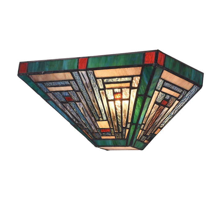 1-Light Mission-Style Stained Glass Wall Sconce Multi Color Mission Craftsman