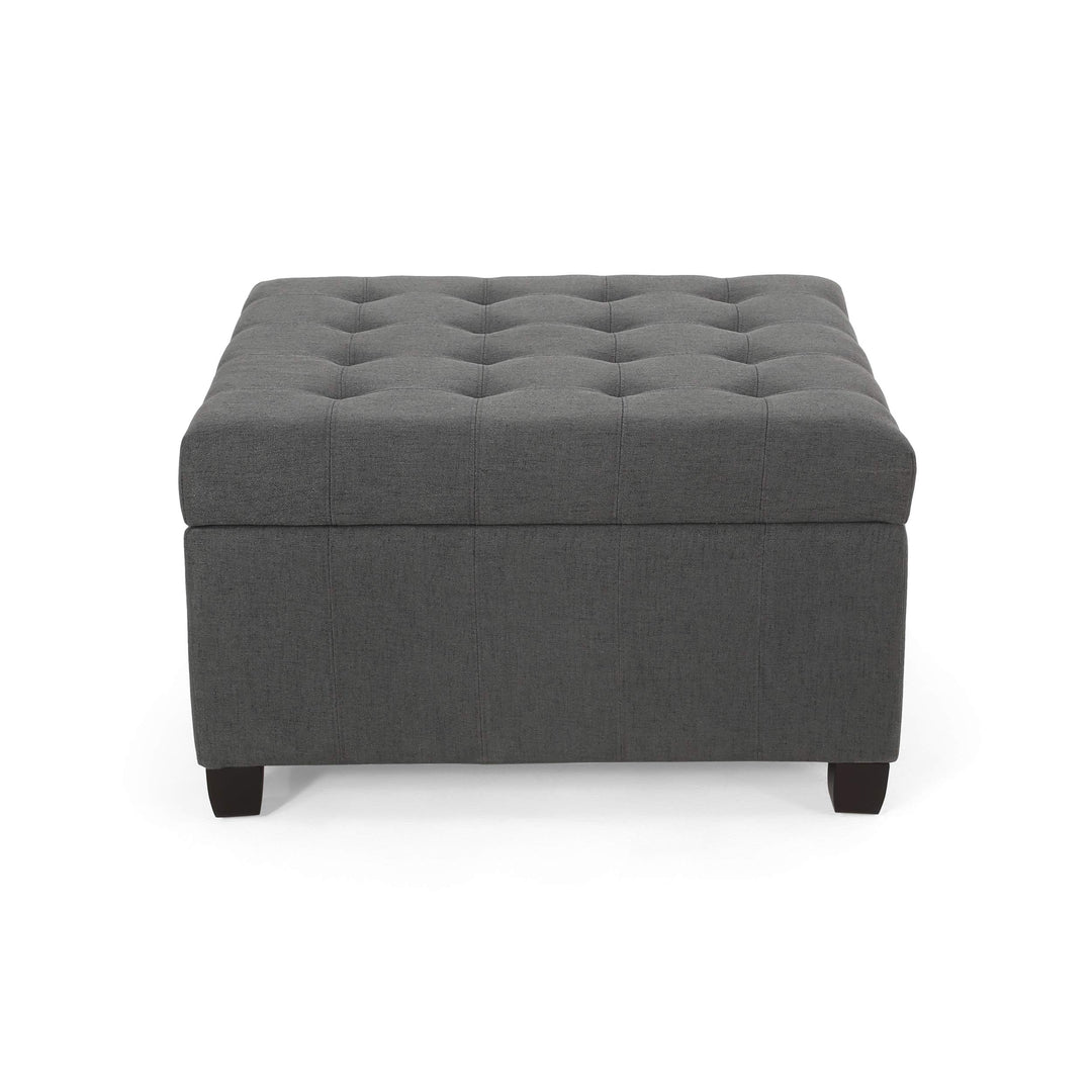Christopher Knight Home Hedda Tufted Fabric Storage Ottoman Dark Gray+Dark