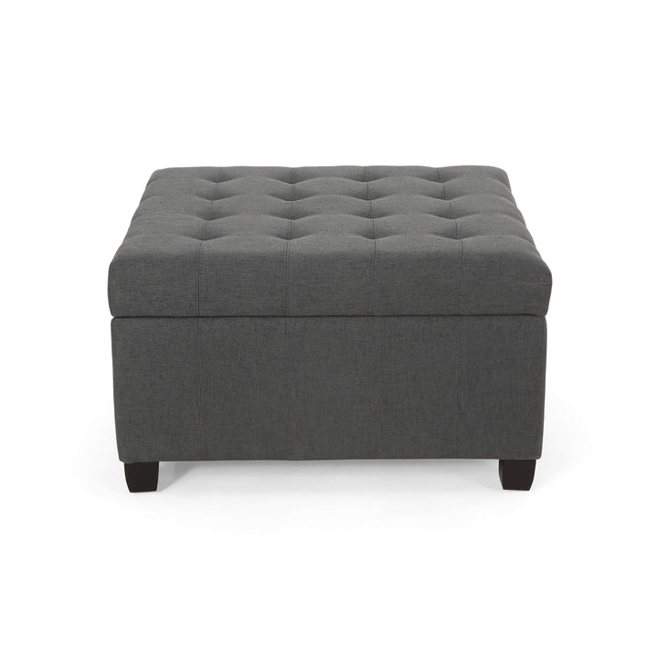 Christopher Knight Home Hedda Tufted Fabric Storage Ottoman Dark Gray+Dark