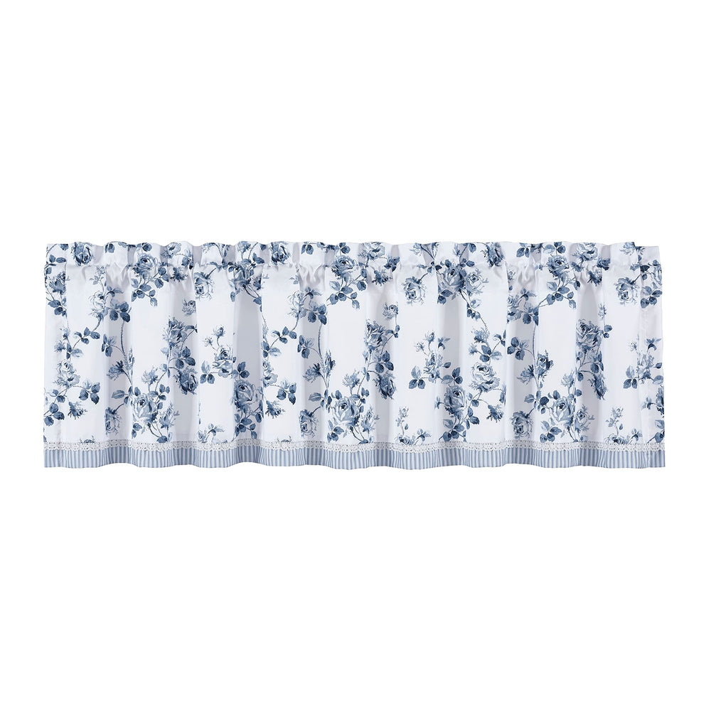 Window Straight Valance Blue Floral Farmhouse French Country Shabby Chic - Diamond Home USA