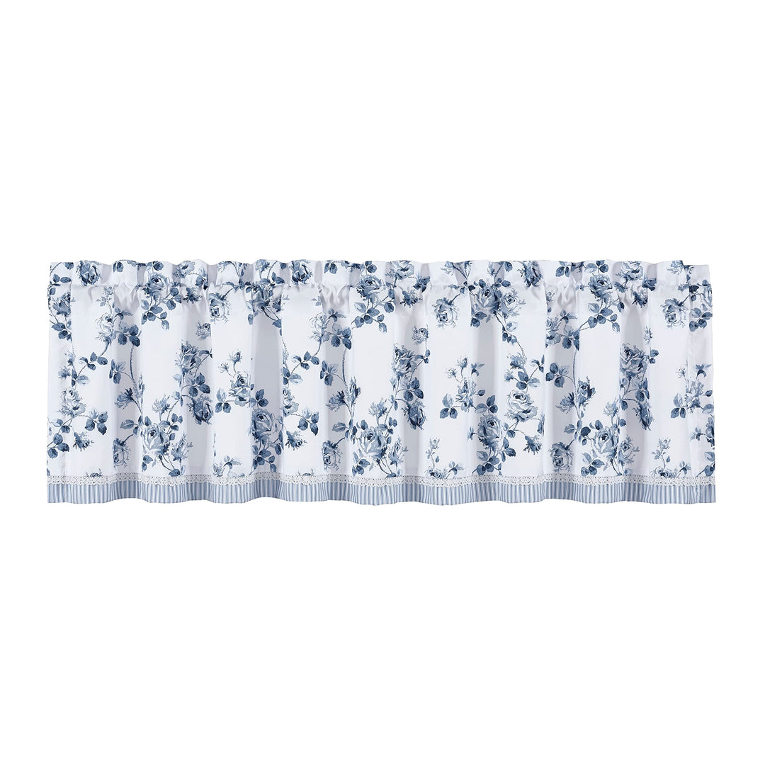 Window Straight Valance Blue Floral Farmhouse French Country Shabby Chic - Diamond Home USA