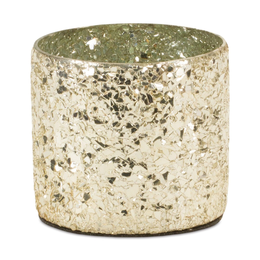 Gold Mosaic Glass Candle Holder (Set of 2) - Diamond Home USA