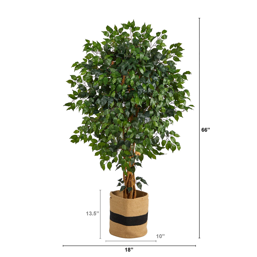 Nearly Natural 5.5ft. Palace Ficus Artificial Tree in Handmade Natural Cotton - Diamond Home USA