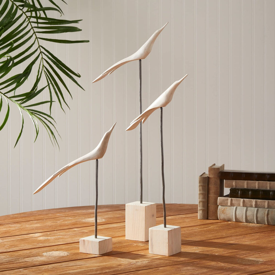 The Flock Set of 3 White Farmhouse Wood Antique - Diamond Home USA