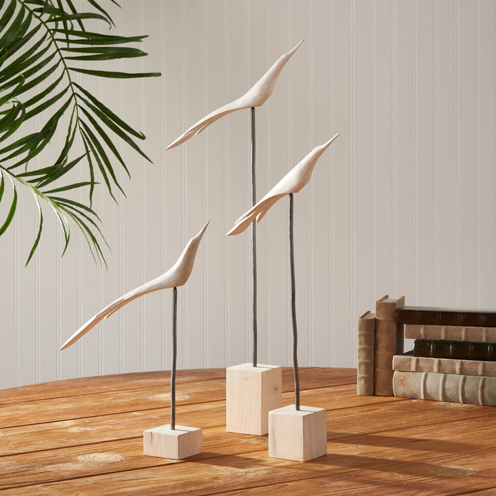 The Flock Set of 3 White Farmhouse Wood Antique - Diamond Home USA