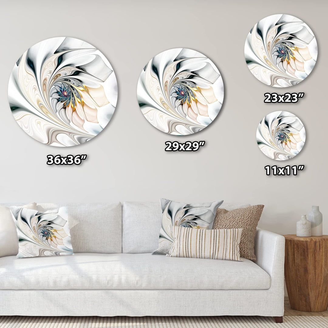 Designart MT10276 C11 White Stained Glass Floral Art Floral Disc 11" x 11" White - Diamond Home USA