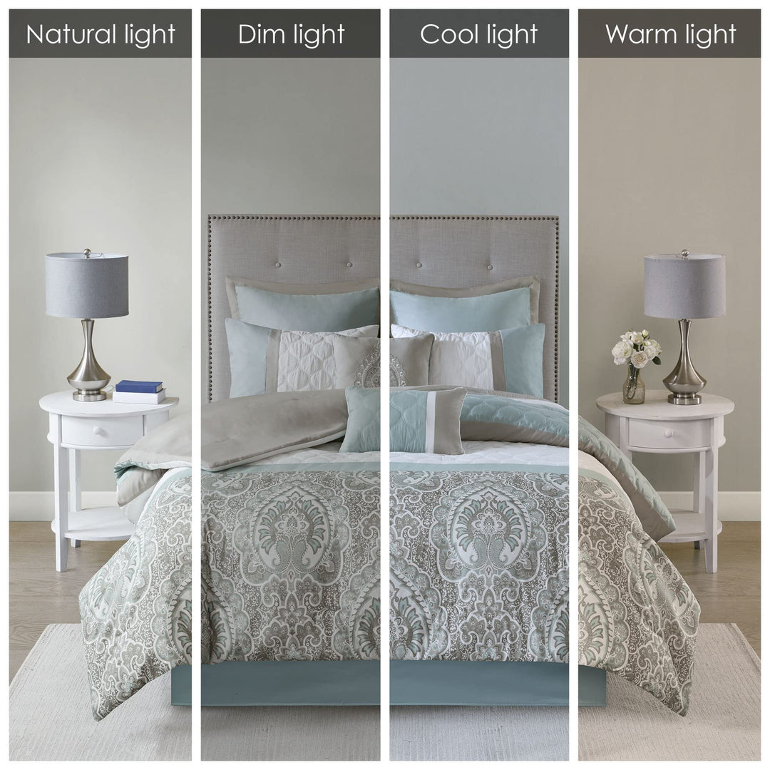 510 DESIGN Luxe Quilted Comforter Set Modern Transitional Design All Season Down