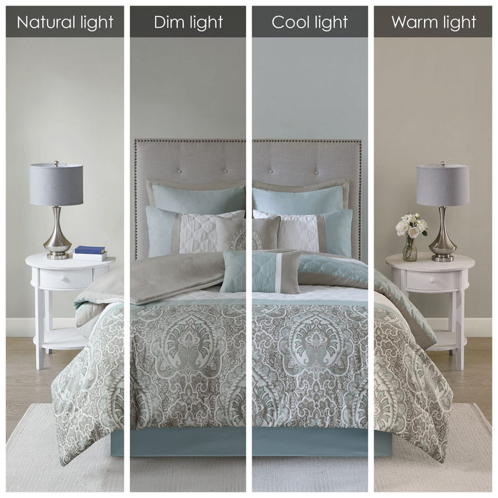 510 DESIGN Luxe Quilted Comforter Set Modern Transitional Design All Season Down