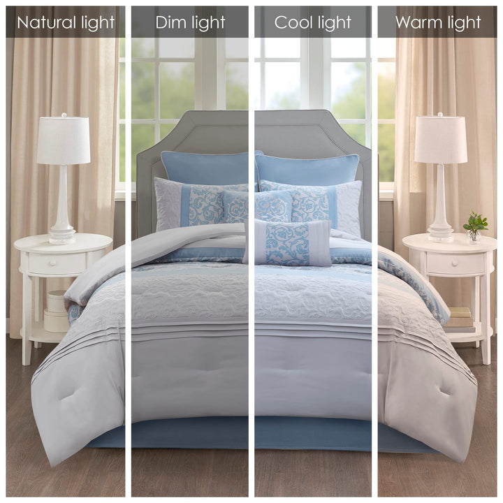 510 DESIGN Luxe Quilted Comforter Set Modern Transitional Design All Season Down