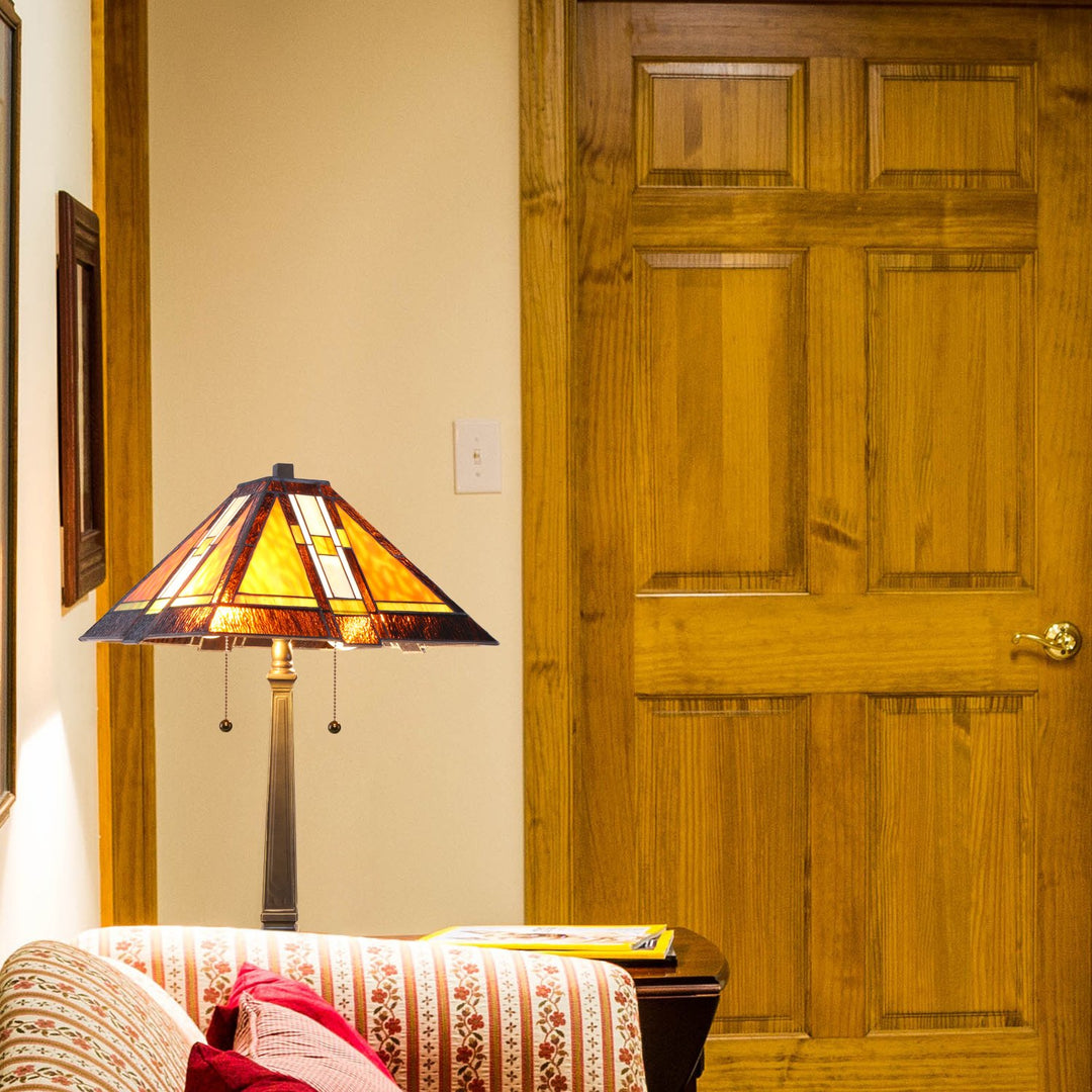 Serena D'italia Tiffany Style ission Aztec Table Lamp 3-Light with Nightlight - Diamond Home USA