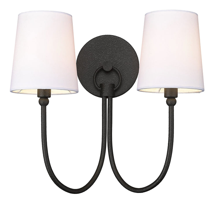 Traditional Rustic 2-light Sconce in Black with Shade Metal Dimmable - Diamond Home USA