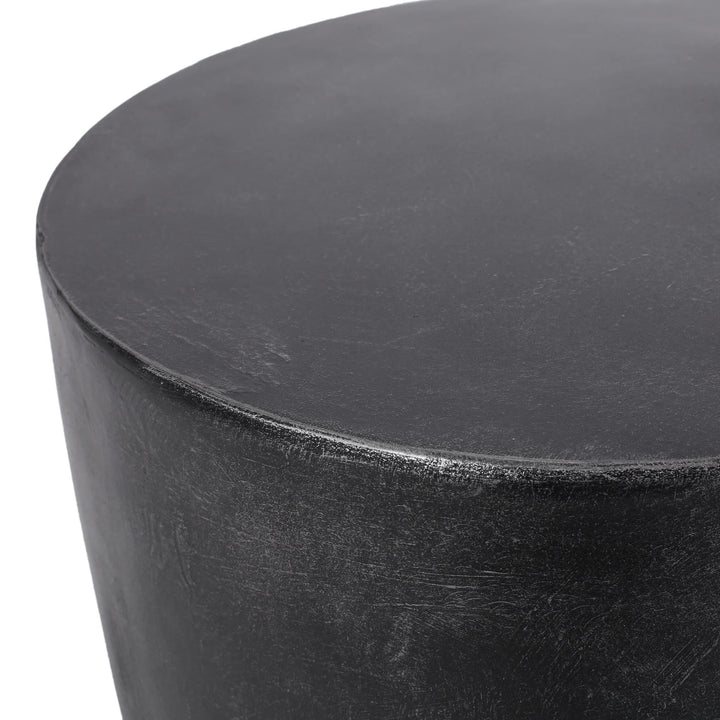 Outdoor Lightweight Concrete Side Table Black Modern Contemporary Round Water - Diamond Home USA