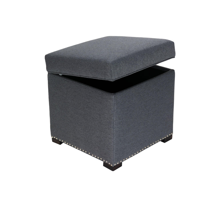 MJL Furniture Designs Tami Square Fabric Upholstered Storage Ottoman Stone - Diamond Home USA