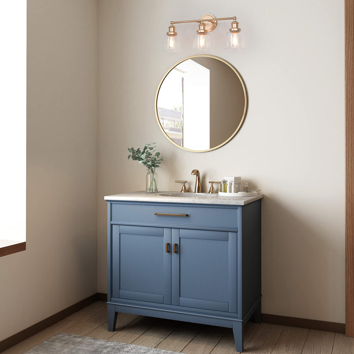 Modern Gold Bathroom Vanity Light 3-light Dimmable Glass Wall Sconces Rose L21.5 - Diamond Home USA