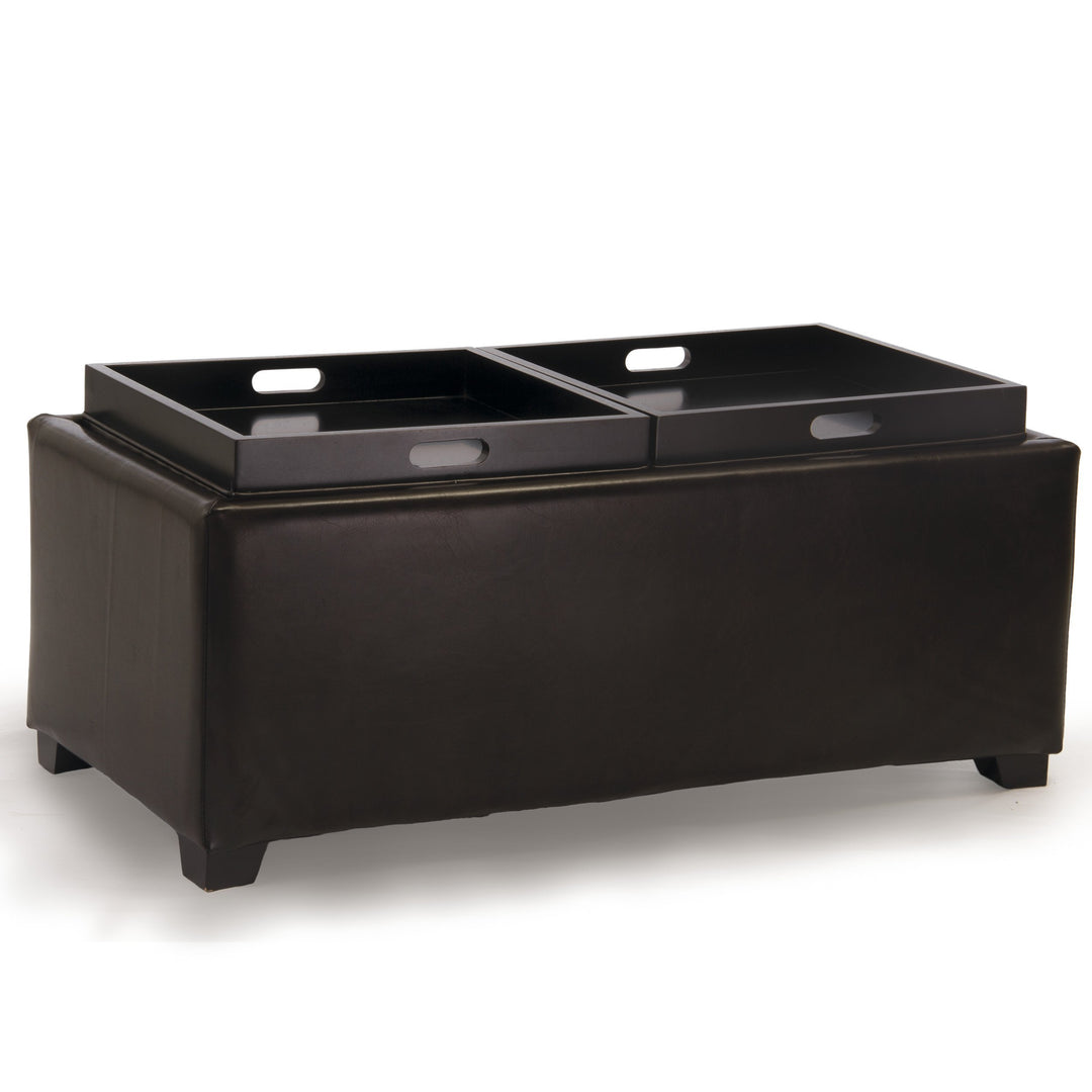 Christopher Knight Home Maxwell Bonded Leather Double Tray Ottoman Brown 38 x - Diamond Home USA