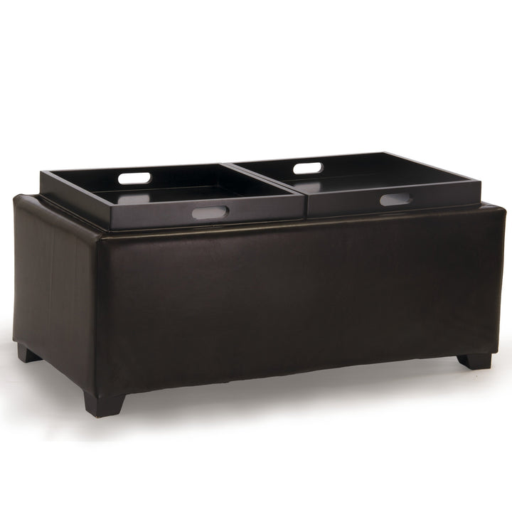 Christopher Knight Home Maxwell Bonded Leather Double Tray Ottoman Brown 38 x - Diamond Home USA